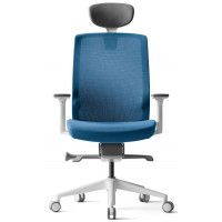 Кресло Bestuhl J1 с подголовником синий/белое основание купить в Минске