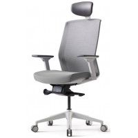 Кресло Bestuhl J1 с подголовником серый/белое основание купить в Минске