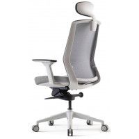 Кресло Bestuhl J1 с подголовником серый/белое основание купить в Минске