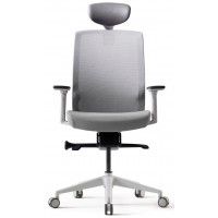 Кресло Bestuhl J1 с подголовником серый/белое основание купить в Минске