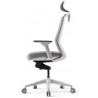 Кресло Bestuhl J1 с подголовником серый/белое основание купить в Минске