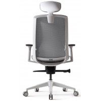 Кресло Bestuhl J1 с подголовником серый/белое основание купить в Минске