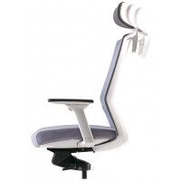 Кресло Bestuhl J1 с подголовником серый/белое основание купить в Минске