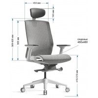 Кресло Bestuhl J15 с подголовником темно-серый/белое основание купить в Минске