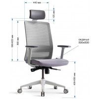 Кресло Bestuhl S30 с подголовником серый/белое основание купить в Минске