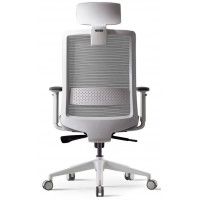 Кресло Bestuhl S30 с подголовником серый/белое основание купить в Минске