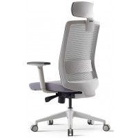 Кресло Bestuhl S30 с подголовником серый/белое основание купить в Минске