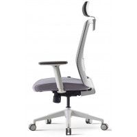 Кресло Bestuhl S30 с подголовником серый/белое основание купить в Минске