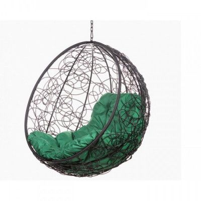 Подвесное кресло-кокон без стойки BiGarden Kokos Black BS (Кокос) (без стойки, зеленая подушка) купить в Минске