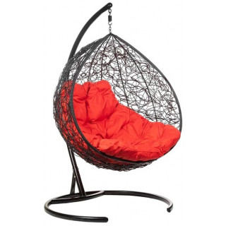 Подвесное кресло-кокон BiGarden Gemini Black (Джемини) красная подушка