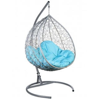 Подвесное кресло-кокон BiGarden Gemini (Джемини) Grey голубая подушка