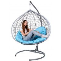 Подвесное кресло-кокон BiGarden Gemini (Джемини) Grey голубая подушка купить в Минске