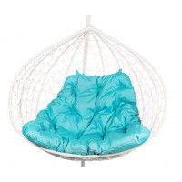 Подвесное кресло-кокон BiGarden Gemini White (Джемини) голубая подушка купить в Минске Подвесное кресло-кокон BiGarden Gemini White (Джемини) голубая подушка купить в Минске