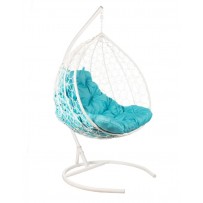 Подвесное кресло-кокон BiGarden Gemini White (Джемини) голубая подушка