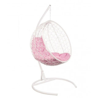 Подвесное кресло-кокон BiGarden Kokos White (Кокос) розовая подушка