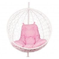 Подвесное кресло-кокон BiGarden Kokos White (Кокос) розовая подушка купить в Минске