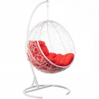 Подвесное кресло-кокон BiGarden Kokos White (Кокос) красная подушка