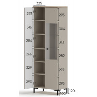 Шкаф Domenica REG1D1W 70*41*199 глиняный серый (с подсветкой) купить в Минске