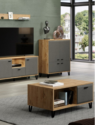 Полка настенная с зеркалом Grace LUS 80 79*16*85 дуб наварра/графит