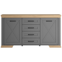 Комод Marselle KOM2D4S 166,5*45,5*90,5 дымчатый алмаз/дуб урбан янтарный