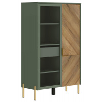Шкаф Siena REG1W1D/140 92,5*41*145 дымчатый зеленый/дуб вотан (с подсветкой)