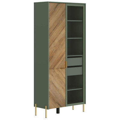 Шкаф Siena REG1W1D 92,5*41*201 дымчатый зеленый/дуб вотан (с подсветкой) купить в Минске