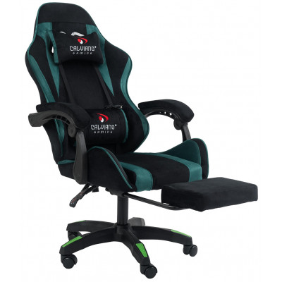Вибромассажное кресло Calviano 1584 черно-зеленый велюр купить в Минске