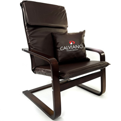Кресло-качалка Calviano Soft 1 экокожа коричневое купить в Минске
