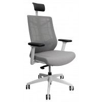 Кресло CHAIR MEISTER NATURE II SLIDER (с подголовником) серый/каркас белый