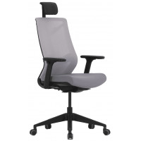 Кресло CHAIR MEISTER Nature II Black Slider (с подголовником) серый/каркас черный