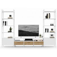 Стенка Crafto Лофт Агата Бонд 06 белый матовый/золотистый дуб купить в Минске