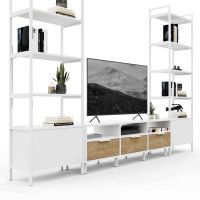 Стенка Crafto Лофт Агата Бонд 06 белый матовый/золотистый дуб купить в Минске