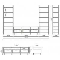 Стенка Crafto Лофт Агата Бонд 06 белый матовый/золотистый дуб купить в Минске