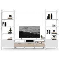 Стенка Crafto Лофт Агата Бонд 07 белый матовый/каштан купить в Минске