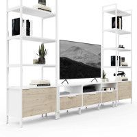 Стенка Crafto Лофт Агата Бонд 08 каштан/белый матовый купить в Минске