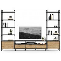 Стенка Crafto Лофт Агата Бонд 09 золотистый дуб/графит купить в Минске