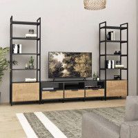 Стенка Crafto Лофт Агата Бонд 09 золотистый дуб/графит купить в Минске