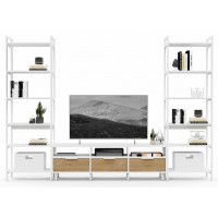 Стенка Crafto Лофт Агата Симпл 02 золотистый дуб/белый купить в Минске