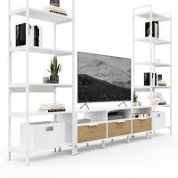 Стенка Crafto Лофт Агата Симпл 02 золотистый дуб/белый купить в Минске