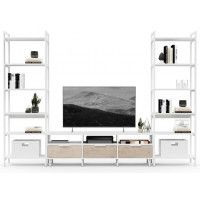 Стенка Crafto Лофт Агата Симпл 03 белый матовый/каштан купить в Минске