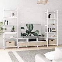 Стенка Crafto Лофт Агата Симпл 03 белый матовый/каштан купить в Минске