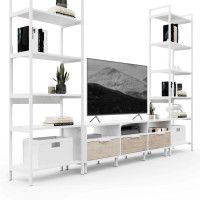 Стенка Crafto Лофт Агата Симпл 03 белый матовый/каштан купить в Минске