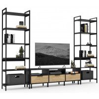 Стенка Crafto Лофт Агата Симпл 05 графит/черный металл