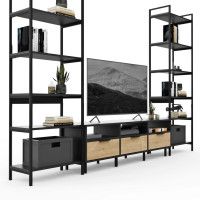 Стенка Crafto Лофт Агата Симпл 05 графит/черный металл купить в Минске