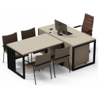 Стол руководителя Crafto Дойл 04 с приставкой латте / черный