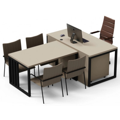 Стол руководителя Crafto Дойл 04 с приставкой латте / черный купить в Минске