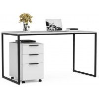 Письменный стол Crafto Фауст Лофт 02 белый матовый/черный металл