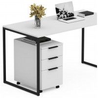 Письменный стол Crafto Фауст Лофт 02 белый матовый/черный металл купить в Минске
