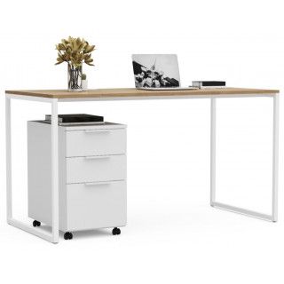 Письменный стол Crafto Фауст Лофт 03 белый металл/золотистый дуб Письменный стол Crafto Фауст Лофт 03 белый металл/золотистый дуб