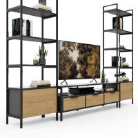 Стенка Crafto Лофт Фрида Бонд 09 дуб золотистый/графит купить в Минске